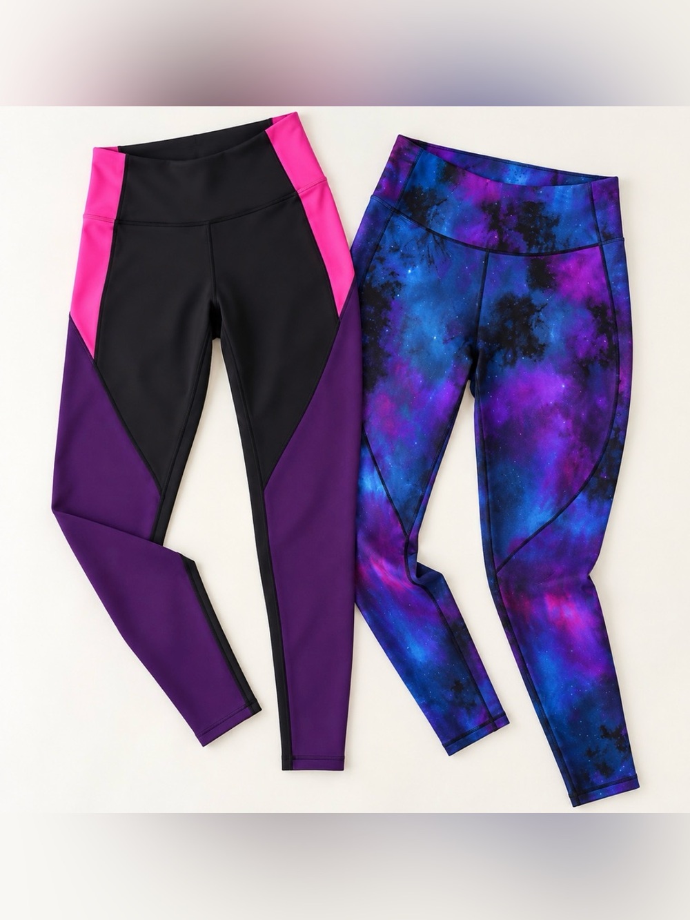 Victoria’s Secret 2-Pack Leggings Bundle Size12 Y2K Colorblock Galaxy Activewear